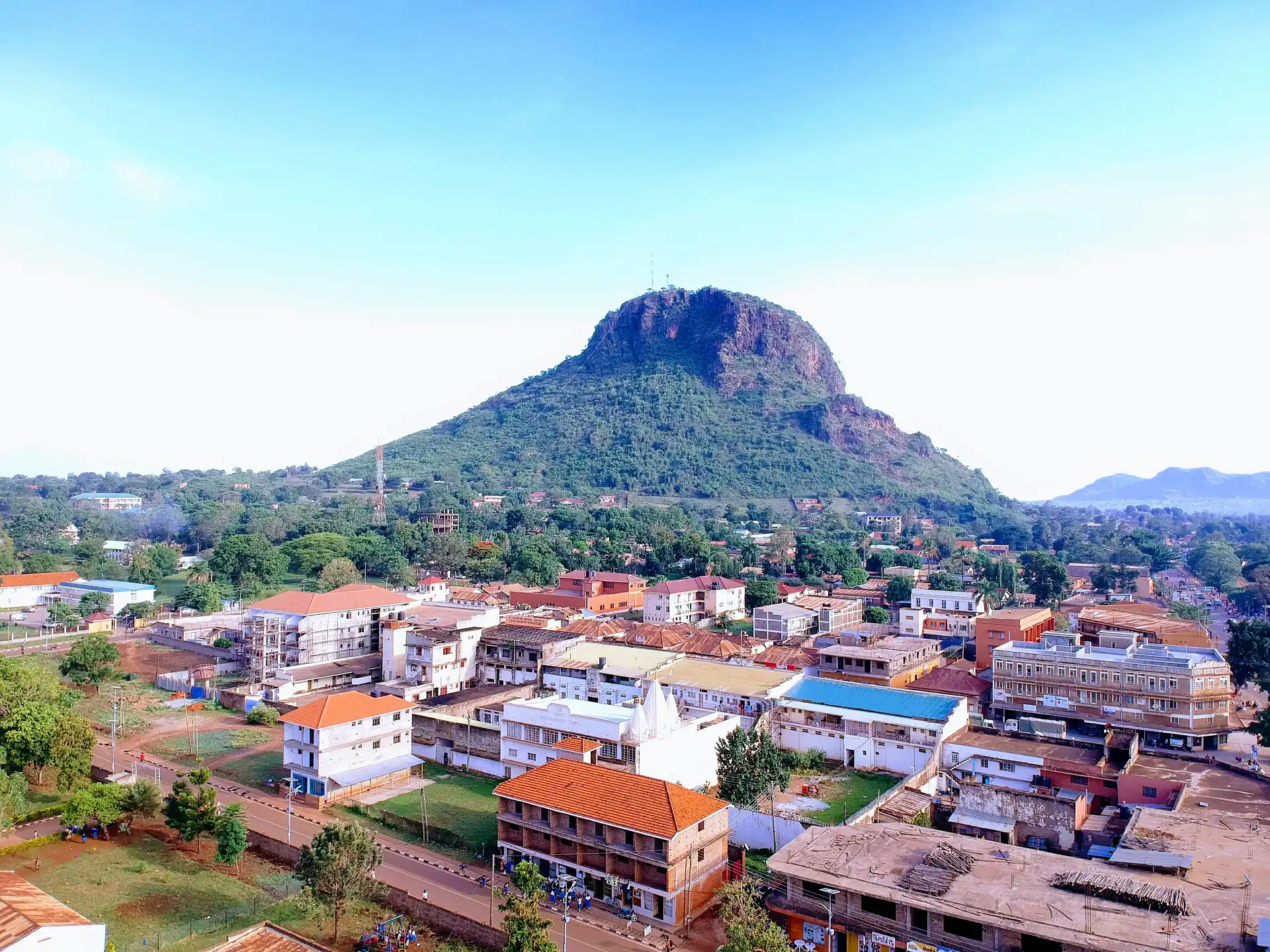 Aerial view of Fort Portal town and the Tooro Kingdom landscape