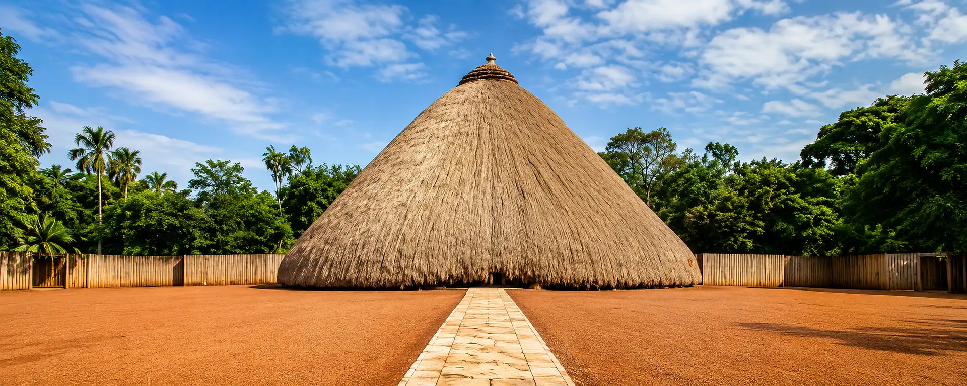 Traditional thatched royal hut at a Bunyoro-Tooro heritage site